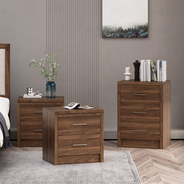 Gdf Studio Marlette Modern 3 Piece 3 Drawer Dresser And Nightstand Bedroom Set