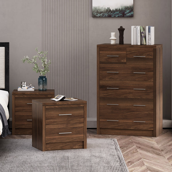 gdf studio Marlette Modern 3 Piece 6 Drawer Dresser and Nightstand Bedroom Set