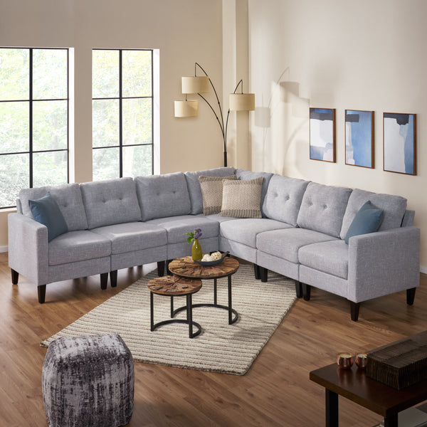 Gdf Studio Marsh Mid Century Modern Extended Sectional Sofa Set