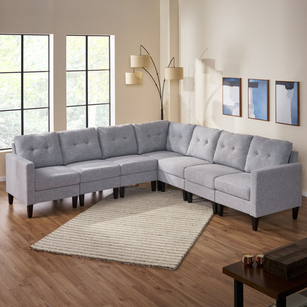 Gdf Studio Marsh Mid Century Modern Extended Sectional Sofa Set