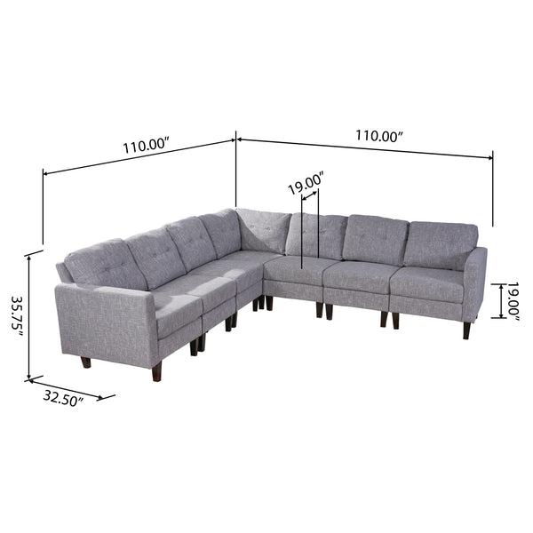 Gdf Studio Marsh Mid Century Modern Extended Sectional Sofa Set