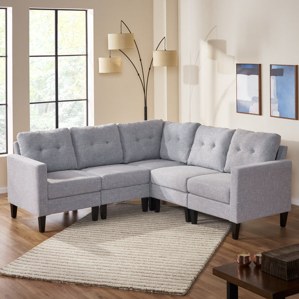 Gdf Studio Marsh Mid Century Modern Sectional Sofa Set