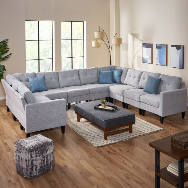 Gdf Studio Marsh Mid Century Modern U-Shaped Sectional Sofa Set