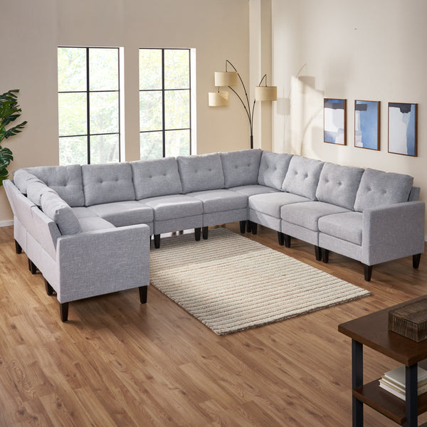 Gdf Studio Marsh Mid Century Modern U-Shaped Sectional Sofa Set