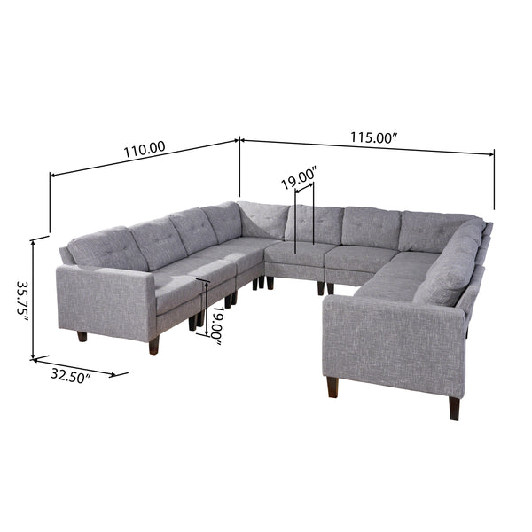 Gdf Studio Marsh Mid Century Modern U-Shaped Sectional Sofa Set