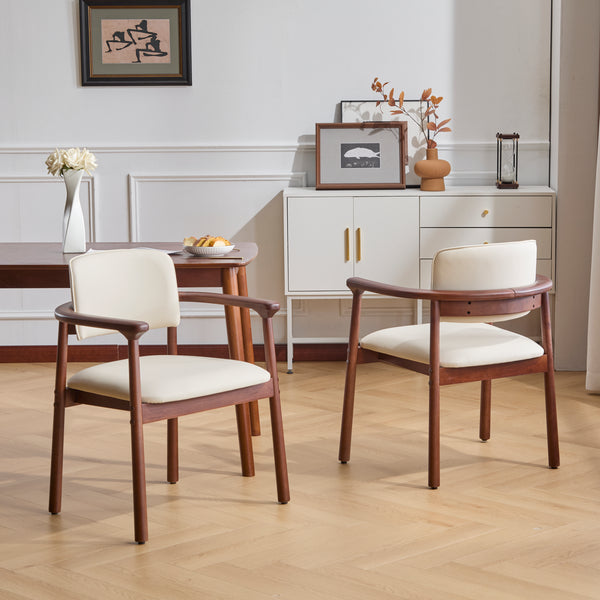Gdf Studio Martaion 2 - Pack Dining Room Chairs Sturdy Rubber Wood Comfortable PU Foam Seat