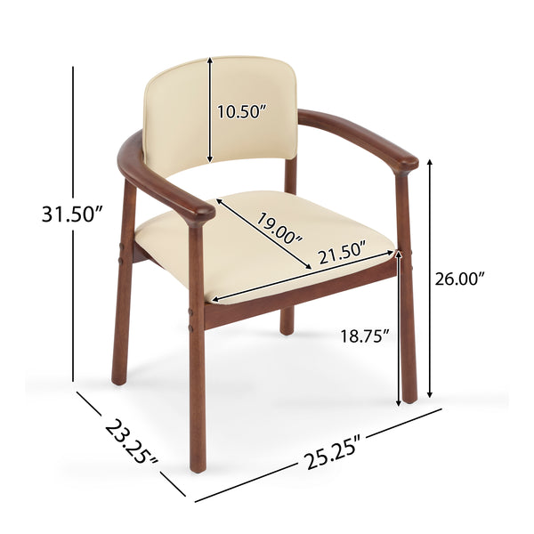 Gdf Studio Martaion 2 - Pack Dining Room Chairs Sturdy Rubber Wood Comfortable PU Foam Seat