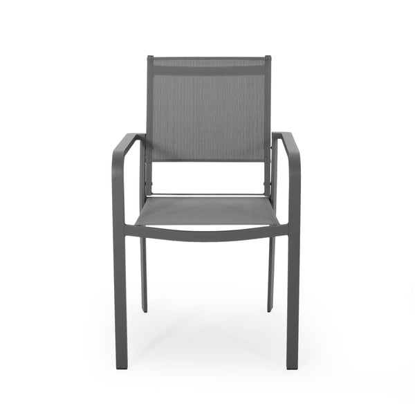 Gdf Studio Martin Outdoor Modern Aluminum Dining Chair With Mesh Seat (Set Of 2)