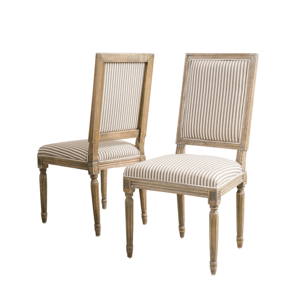 gdf studio Martin Weathered Dark Coffee Stripe Dining Chairs (Set of 2)