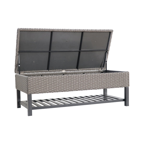 Gdf Studio Martina Storage Bench With Rack Wicker With Iron Frame