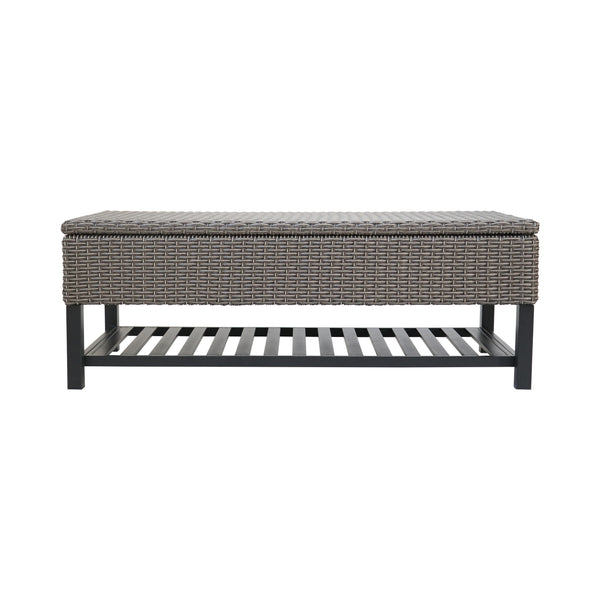 gdf studio Martina Storage Bench with Rack Wicker with Iron Frame