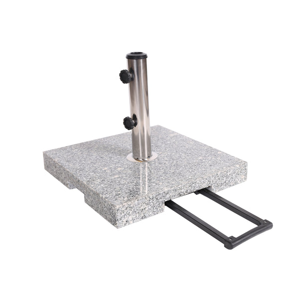 gdf studio Martino Outdoor Natural Grey Granite and Stainless Steel Umbrella Base