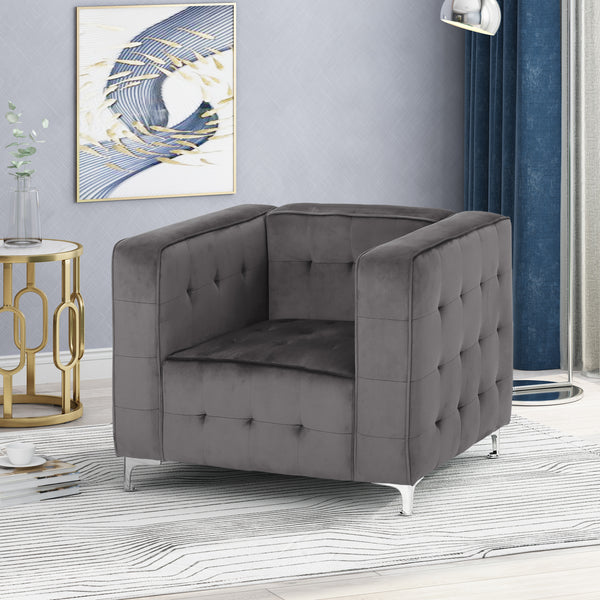 Gdf Studio Marwin Modern Glam Cube Velvet Club Chair