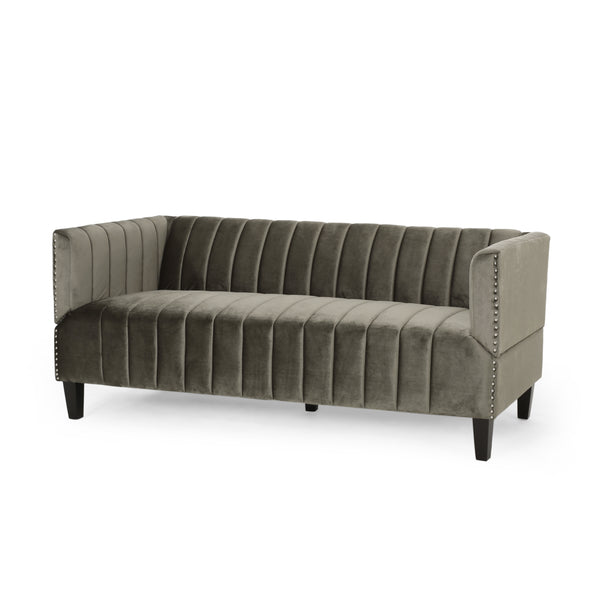 Gdf Studio Masie Contemporary Channel Stitch Velvet 3 Seater Sofa