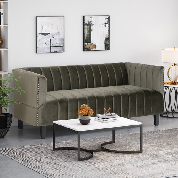 gdf studio Masie Contemporary Channel Stitch Velvet 3 Seater Sofa