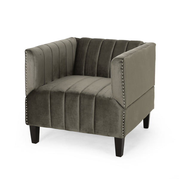 Gdf Studio Masie Contemporary Channel Stitch Velvet Club Chair