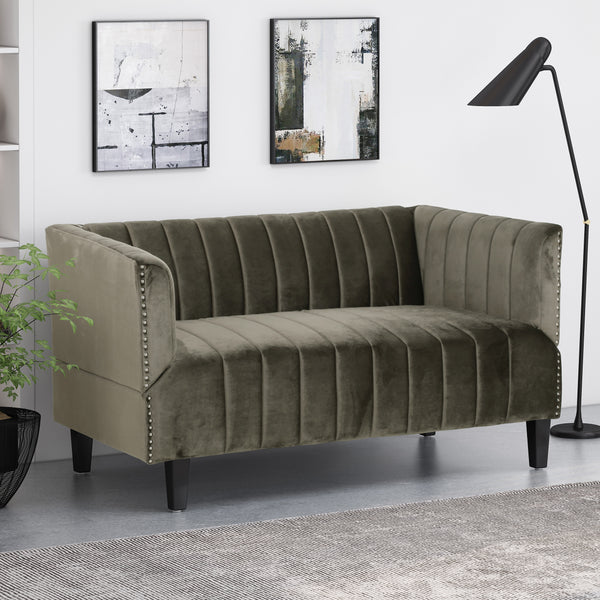 Gdf Studio Masie Contemporary Channel Stitch Velvet Settee