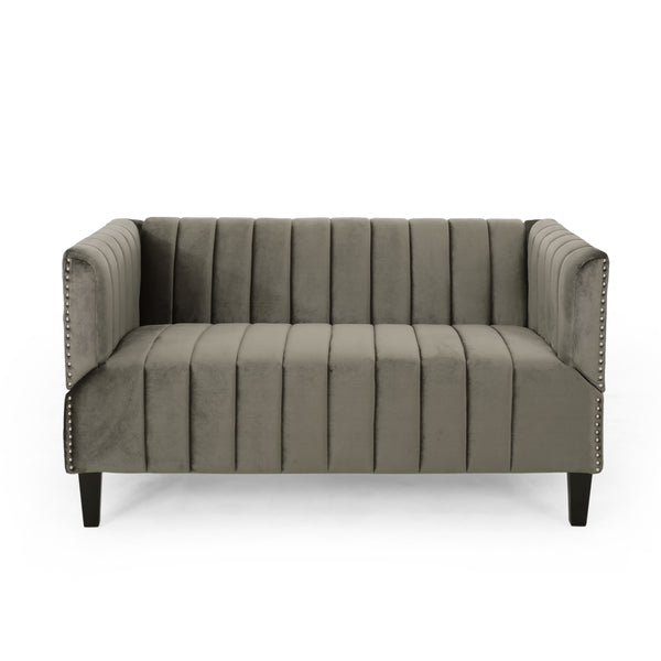gdf studio Masie Contemporary Channel Stitch Velvet Settee