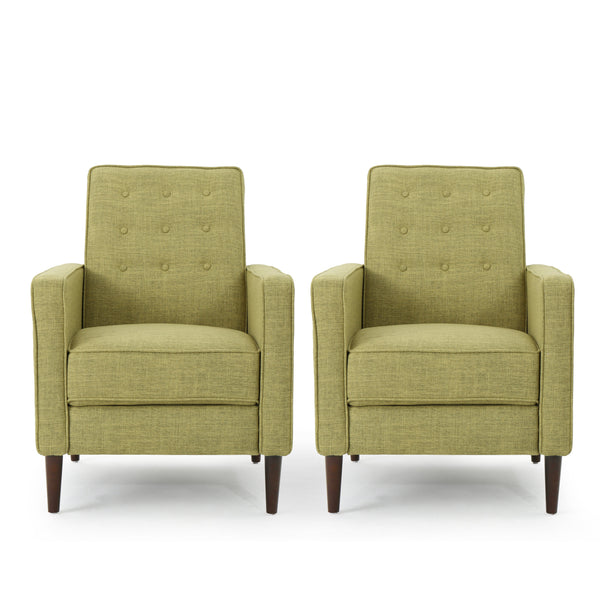 Gdf Studio Mason Mid-Century Modern Tufted Back Fabric Recliner (set Of 2)