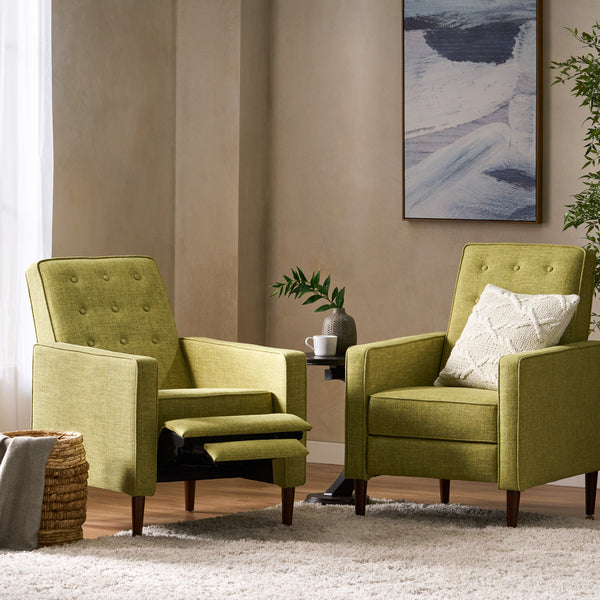 Gdf Studio Mason Mid-Century Modern Tufted Back Fabric Recliner (set Of 2)