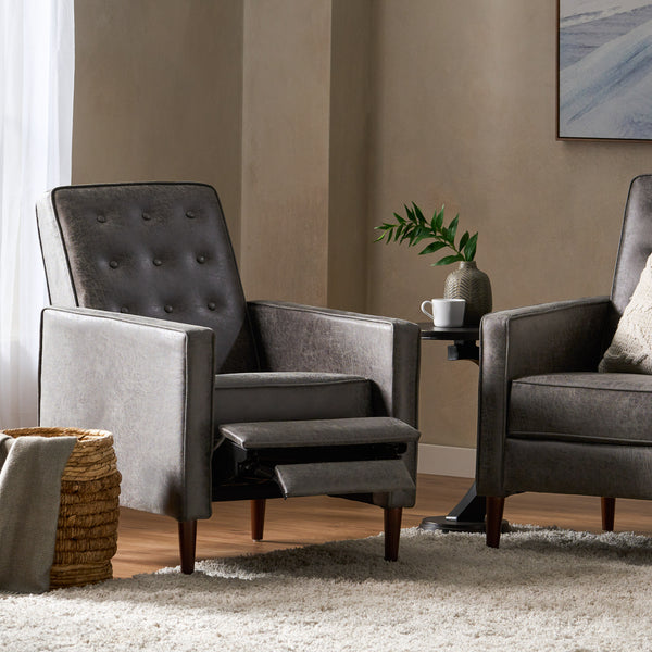 Gdf Studio Mason Mid-Century Modern Tufted Back Microfiber Recliner