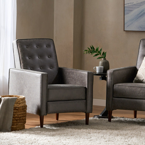 gdf studio Mason Mid-Century Modern Tufted Back Microfiber Recliner