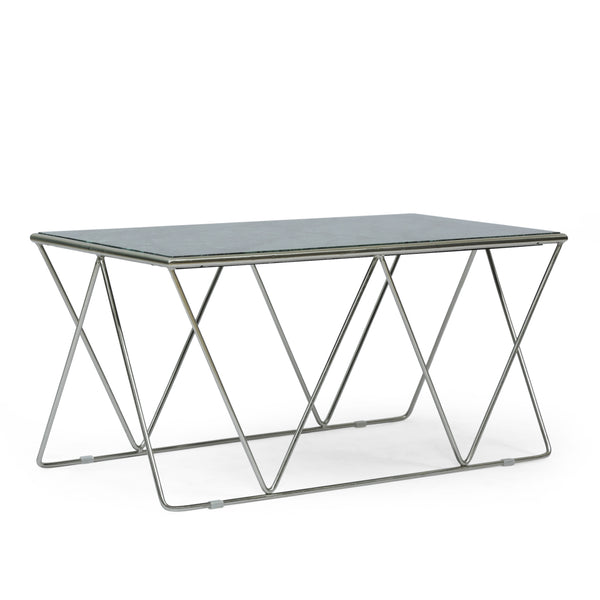 gdf studio Massie Modern Glam Handcrafted Marble Top Coffee Table