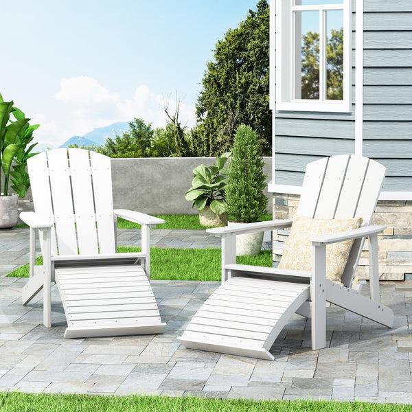 Gdf Studio Matriel Outdoor Adirondack Chair With Retractable Ottoman (Set Of 2)