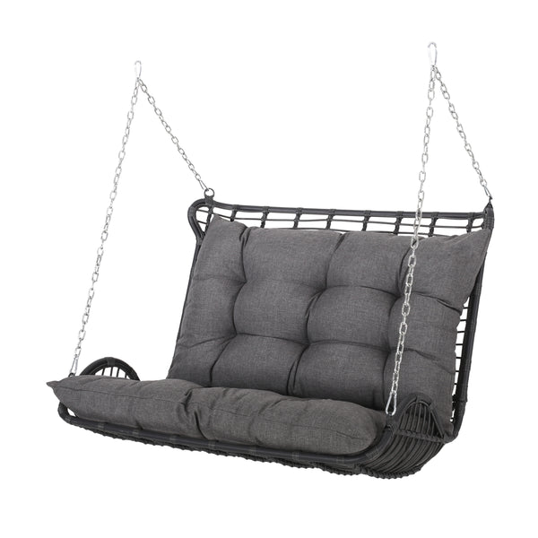 Gdf Studio Matthew Outdoor Wicker Porch Swing With Cushions