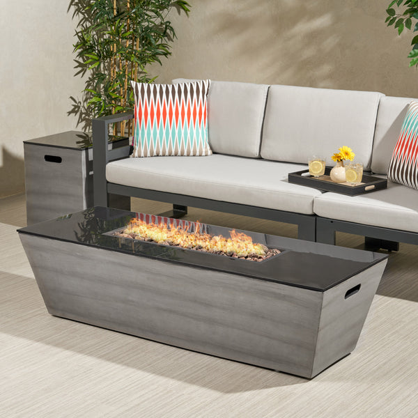 Gdf Studio Mattie Outdoor 56-Inch Rectangular Fire Pit With Tank Holder