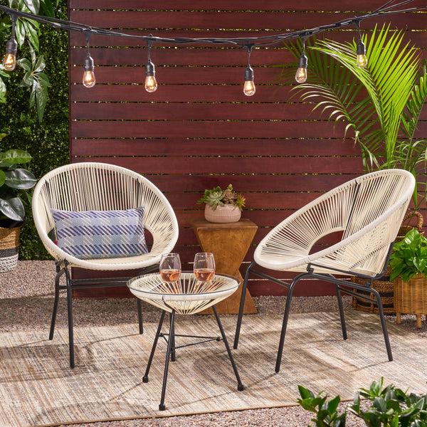 Gdf Studio Maud Outdoor Modern 2 Seater Faux Rattan Chat Set