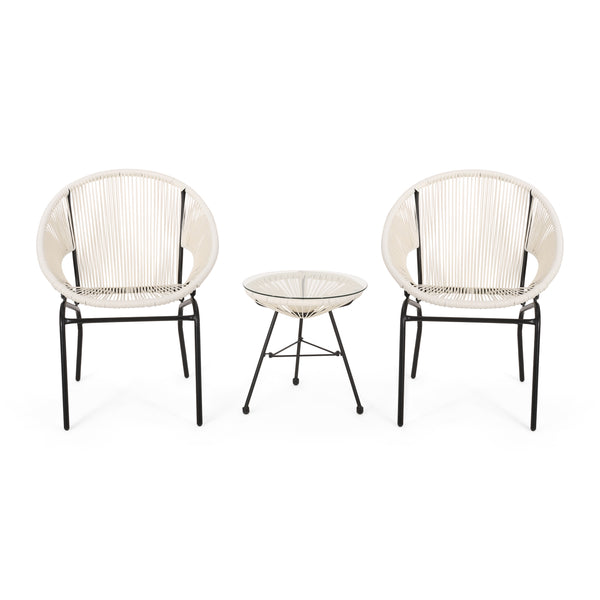 gdf studio Maud Outdoor Modern 2 Seater Faux Rattan Chat Set