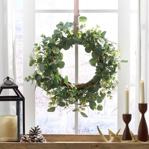 Gdf Studio Mauhaut 22" Floral Eucalyptus Artificial Wreath Green