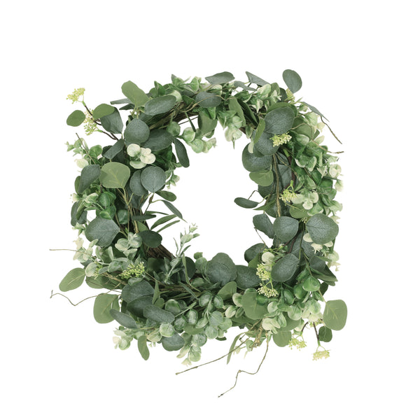 gdf studio Mauhaut 22" Floral Eucalyptus Artificial Wreath Green