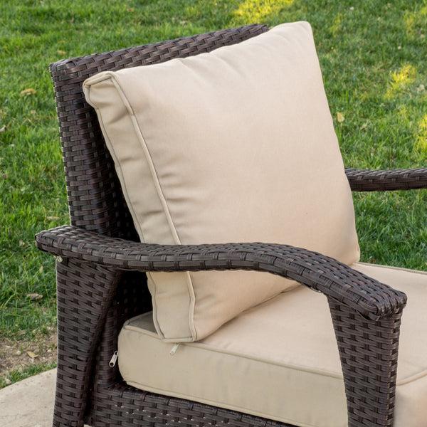 Gdf Studio Maui Outdoor 3-piece Brown Wicker Chat Set With Cushions
