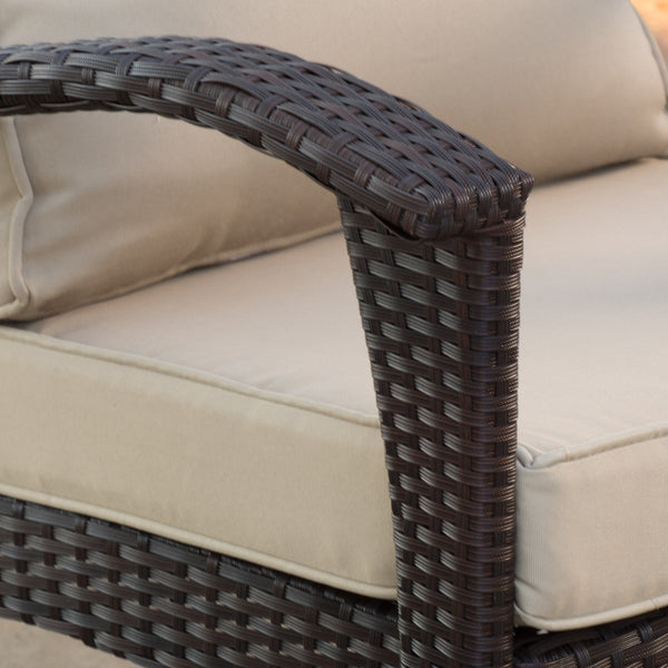 Gdf Studio Maui Outdoor 5-piece Brown Wicker Seating Set With Cushions