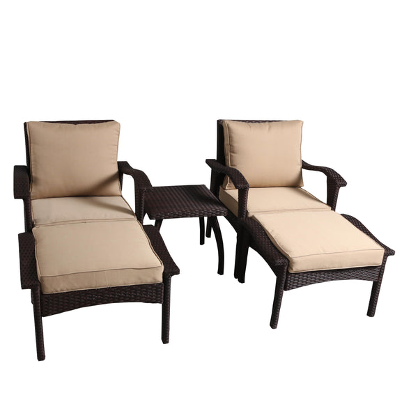 gdf studio Maui Outdoor 5-piece Brown Wicker Seating Set with Cushions