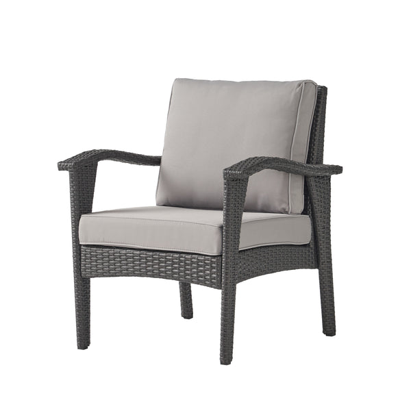 Gdf Studio Maui Outdoor 5-piece Grey Wicker Seating Set With Cushions