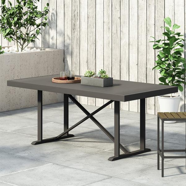 Gdf Studio Mavin Outdoor Modern Industrial Aluminum Dining Table