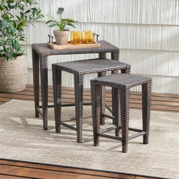 Gdf Studio Mayall Multibrown Wicker Nested Side Tables (Set Of 3)