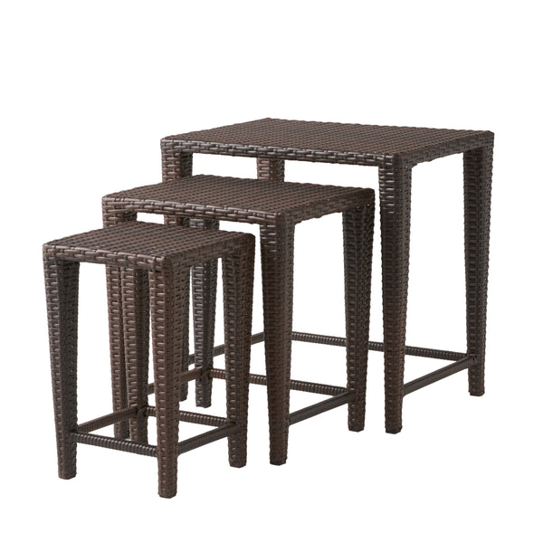 gdf studio Mayall Multibrown Wicker Nested Side Tables (Set of 3)