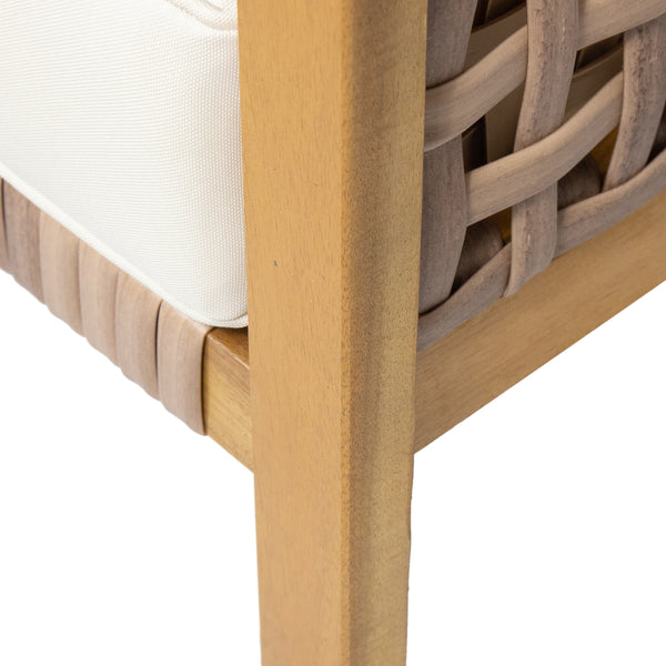 Gdf Studio Maycen Outdoor Acacia Wood And Wicker Club Chair