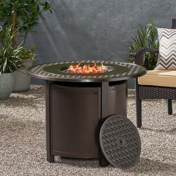 Gdf Studio Maycol Round Aluminum Propane Fire Pit Table