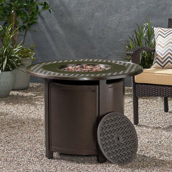 Gdf Studio Maycol Round Aluminum Propane Fire Pit Table