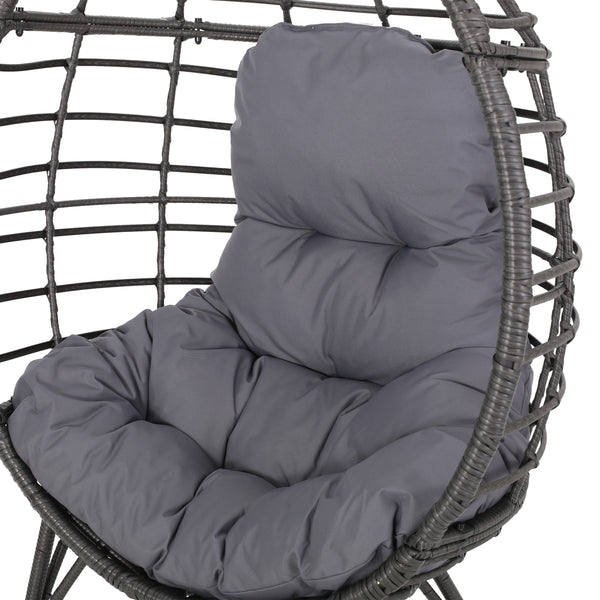 Gdf Studio Maylee Outdoor Gray Wicker Freestanding Teardrop / Egg Chair