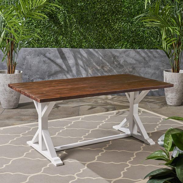 Gdf Studio Mayo Outdoor Rustic Farmhouse Acacia Wood Dining Table