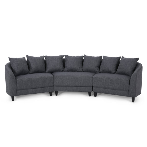 Gdf Studio McCardell Contemporary Fabric 3 Seater Curved Sectional Sofa