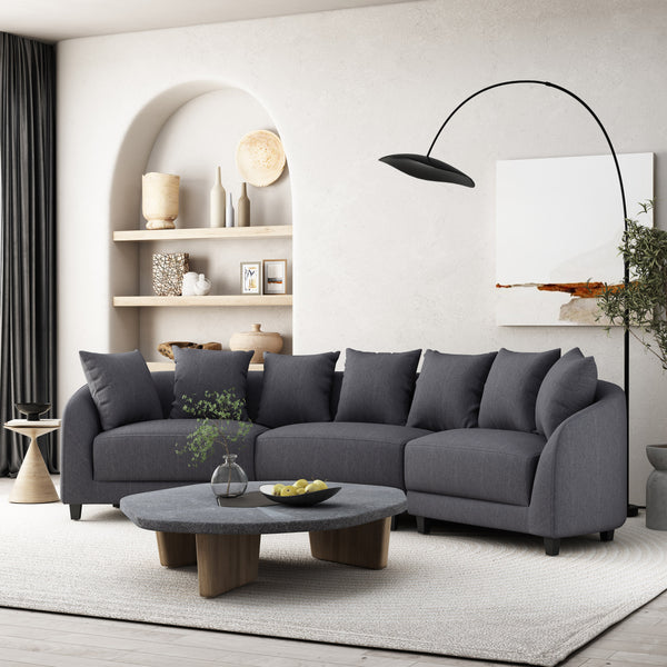 Gdf Studio McCardell Contemporary Fabric 3 Seater Curved Sectional Sofa