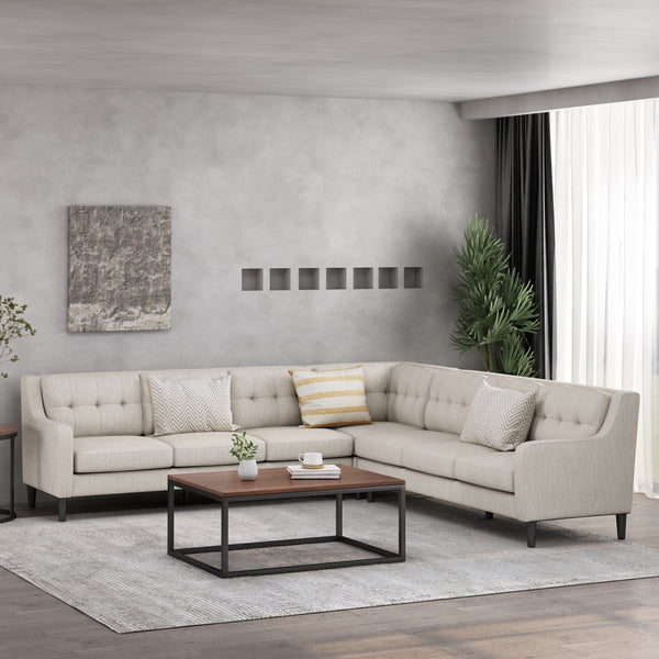 gdf studio McCone Contemporary Tufted Fabric 7 Seater Sectional Sofa Set