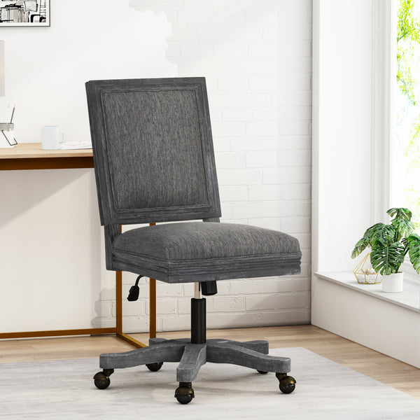 Gdf Studio McGillen Rustic Upholstered Swivel Office Chair